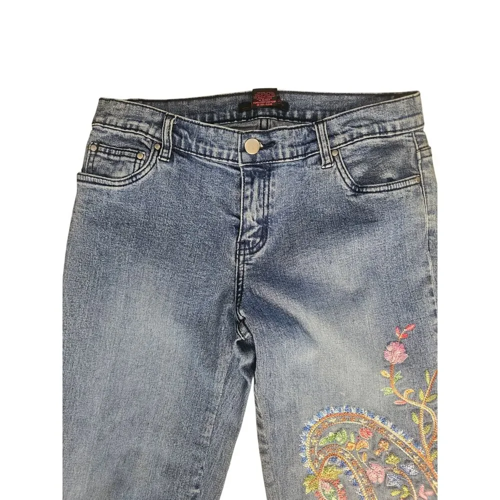 Vintage Willi Smith Paisley Jeans Embroidered Y2K Bootcut Sz 10 - Picture 4 of 8